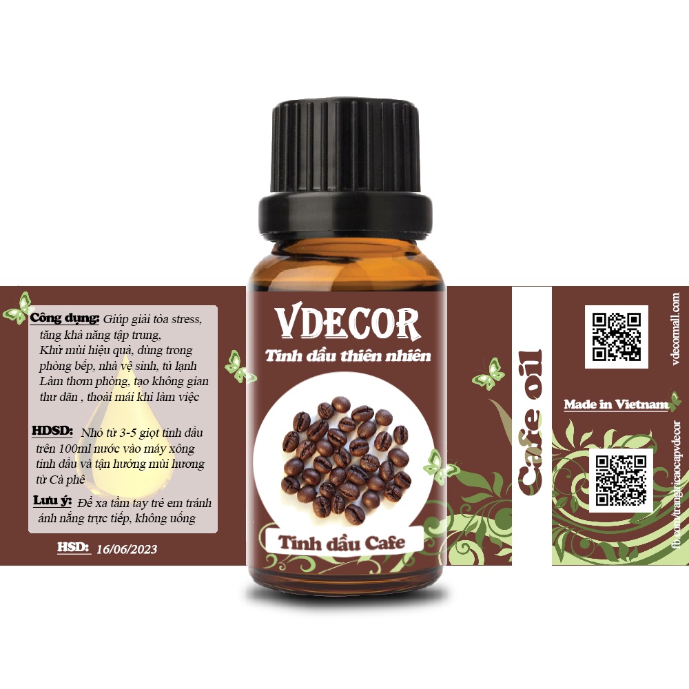 Tinh Dầu Cafe VDECOR Nguyên chất 100% từ Thiên Nhiên (10ml)