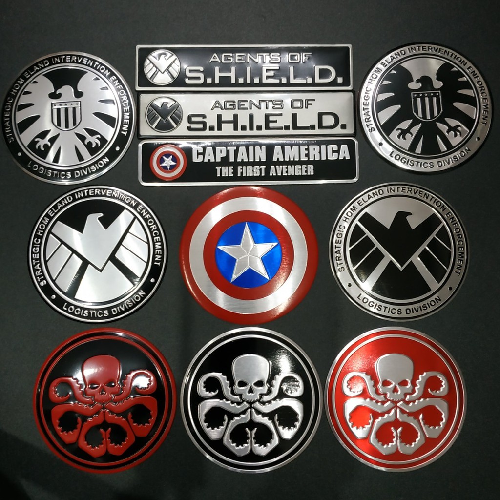 [Mã LIFEAU15K giảm 10% đơn 0Đ] Tem Nhôm tròn 7.5cm Captain - Hydra - S.H.I.E.L.D siêu chất