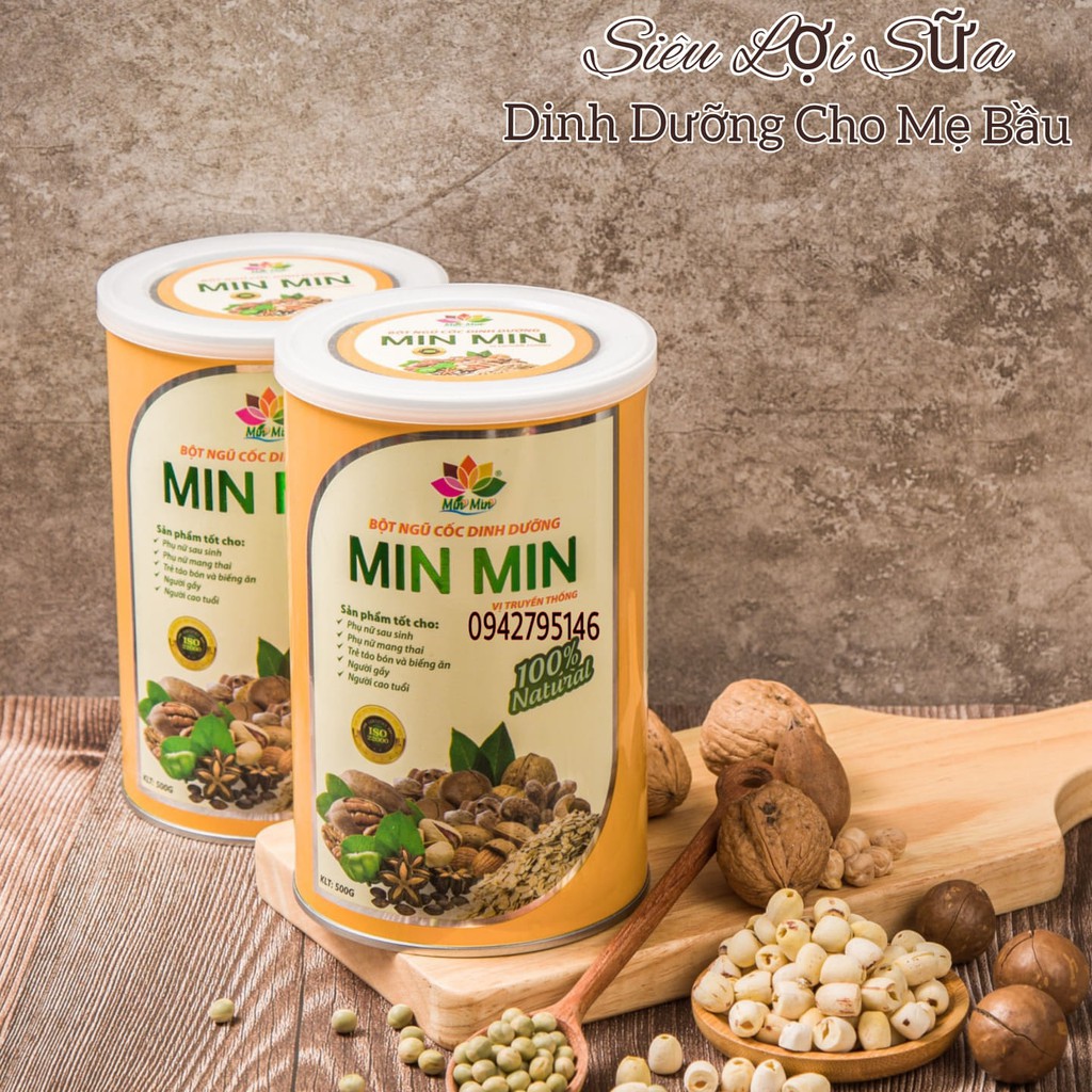 Ngũ cốc lợi sữa Min Min ❤️ FREESHIP ❤️ Bột ngũ cốc bà bầu - ngu coc loi sua MinMin Mẫu mới nhất, 29 loại hạt (hộp 500g)