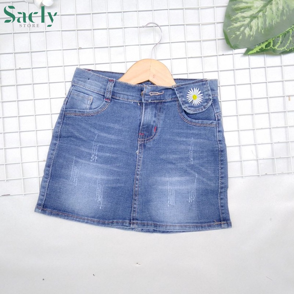 Váy jean bé gái từ 25kg -38kg (họa tiết chuột mickey váy jean dành cho bé từ 2 tuổi - 14 tuổi)