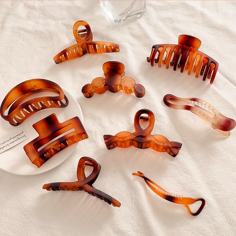 Kẹp Tóc Chống Trượt Bằng Acrylic Màu Hổ Phách Thời Trang Hàn Quốc