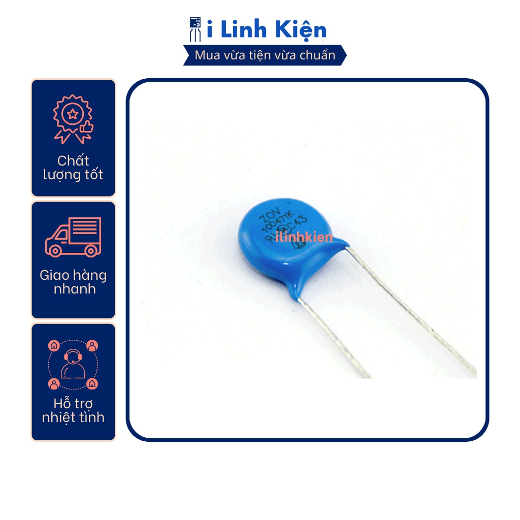 Tụ chống sét Varistor 10D101K/10D151K/10D181K/10D201K/10D241K/10D271K/10D390K/10D391K/10D431K/10D471K/10D621K 10mm