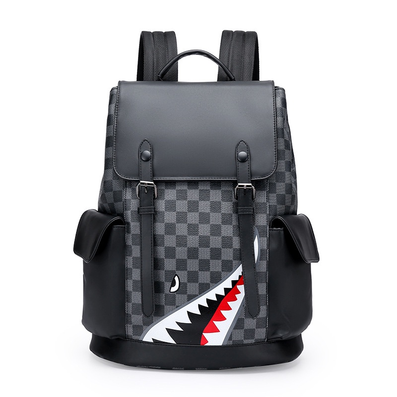 Balo Caro Black phong cách Bape cá mập, Bape Backpack, Chất liệu da chống nước DuSo.LuxuryStreetWear