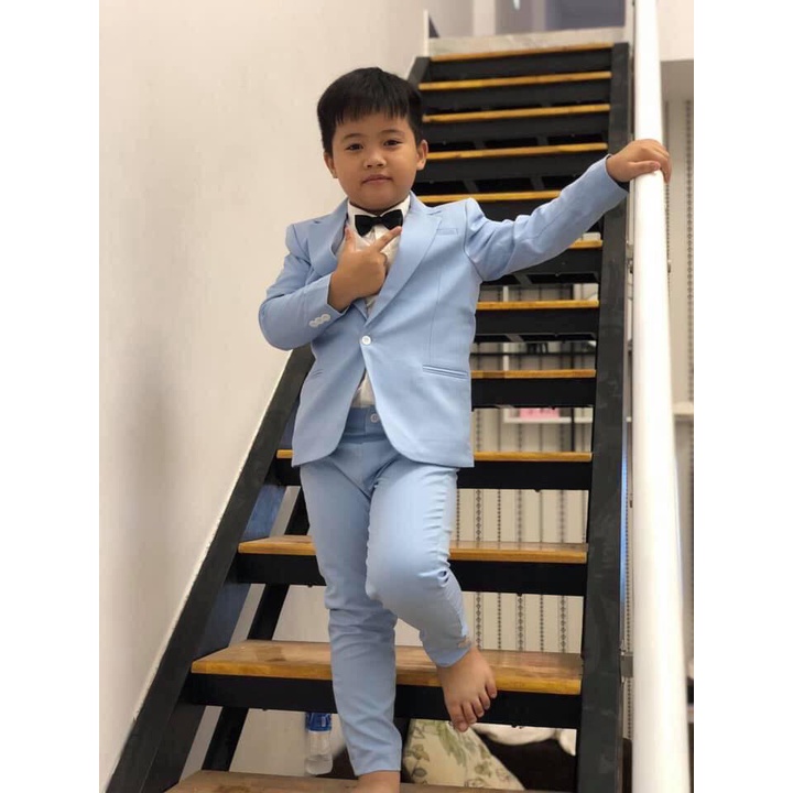 Set Vest Xanh Dương Cho Công Tử Nhí