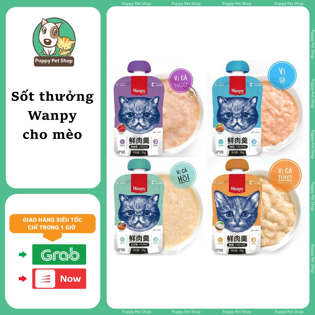 Sốt Thưởng Cho Mèo Wanpy 90g (Có Nắp Vặn Tiện Lợi)