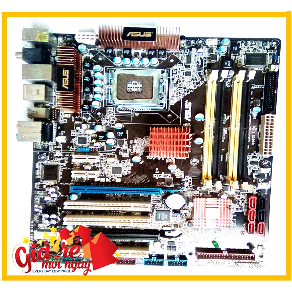 Main Asus P5K-E socket 775 stack cool 2 xưa chạy VGA rời 4 slot DDRam 2 nguồn CPU 8 pin nguyên bản