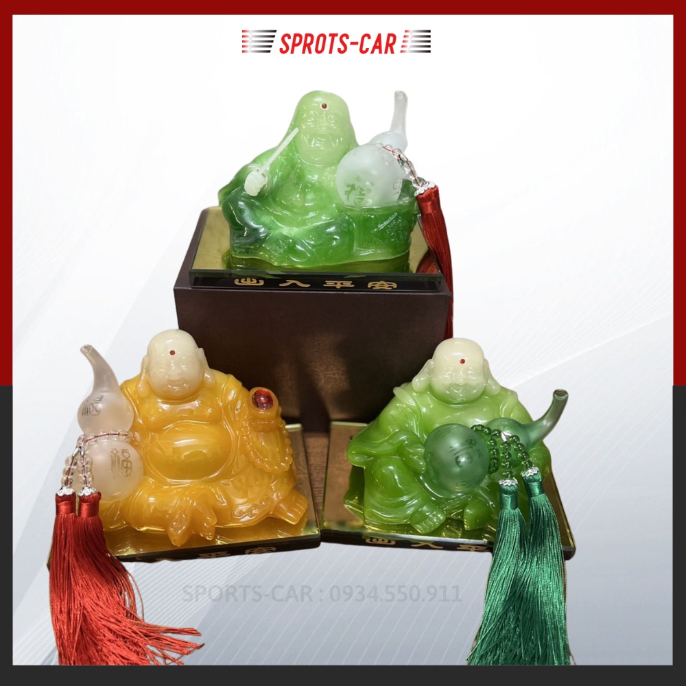 Tượng phật ngọc trang trí ô tô,bàn làm việc - tượng phật ôm hồ lô