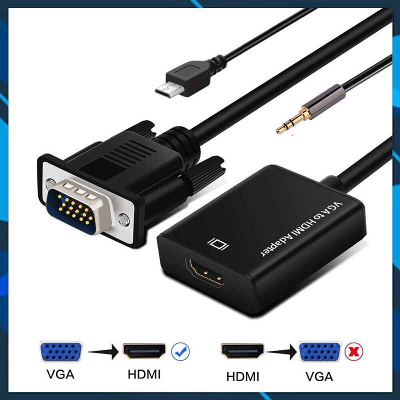 ✥❈✌Vga To Hdmi, Cáp Chuyển Đổi Sang HDMI Có Âm Thanh Kèm Dây Micro Usb