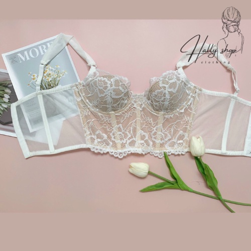 Áo corset ren quai lưới áo ngực có gọng và mút đệm áo thiết kế cao cấp sexy HL008