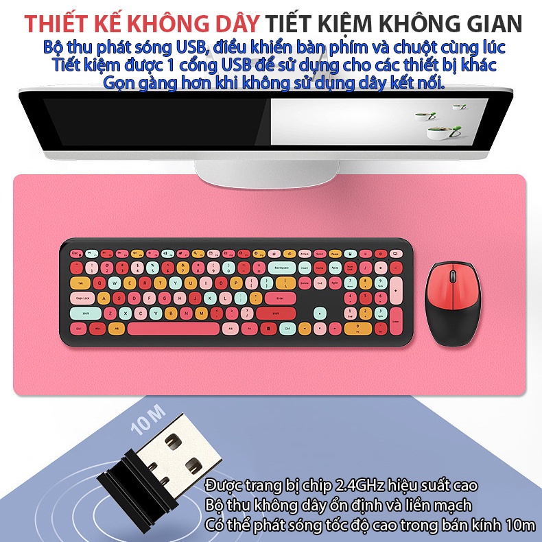 Bộ bàn phím chuột không giây Latope chuột bàn phím máy tính kết nối wireless laptop 666
