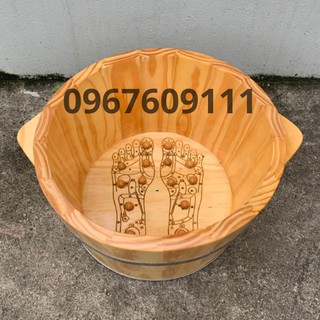 Chậu gỗ ngâm chân có hạt massage gỗ thông nhập khẩu loại 1