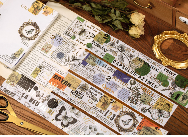 Dải washi chiết ánh kim BUTTERFLY trang trí sổ tay, bullet journal PM DecorMe 60.350mm