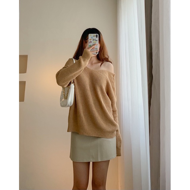 Áo len trễ vai