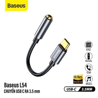 Jack chuyển BASEUS Type C ra AUX 3.5mm  L54 DAC 24-bit/48kHz cho Samsung Note 8 9 10 S10 Note 10 20 Plus Ultra