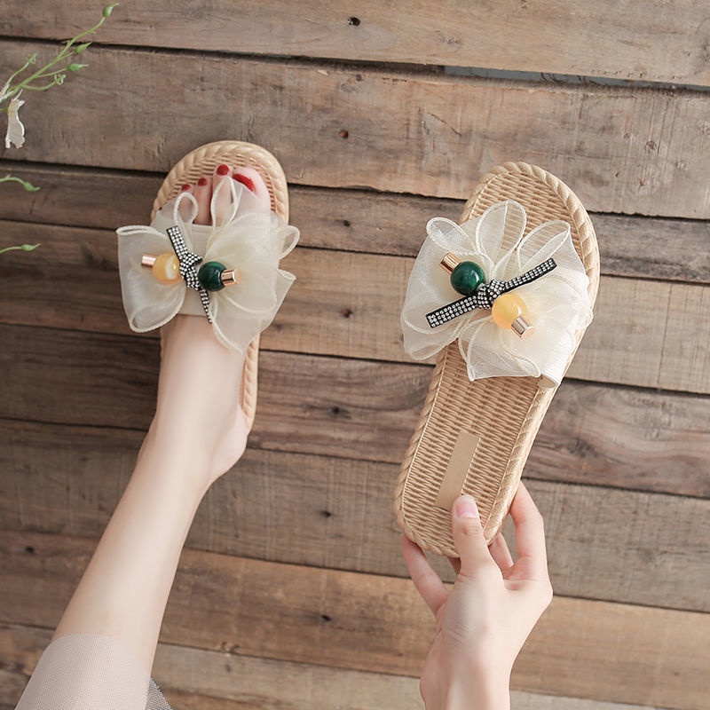 CHZK Dép Sandal Bằng Vải Voan Màu Sắc Trơn Phong Cách Hàn Quốc Cho Nữ