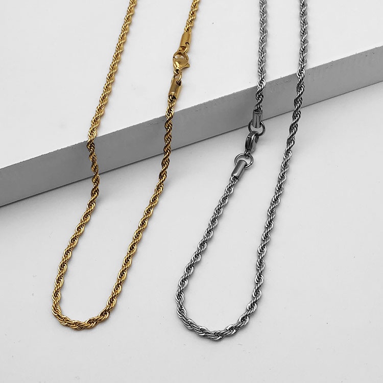 Vòng Cổ Nam Bạc Unisex Xoắn Trơn Đẹp Ngầu Lucifer Store Thời trang Màu Bạc Đồng - Dây chuyền Titan Không Gỉ Xoắn Trơn