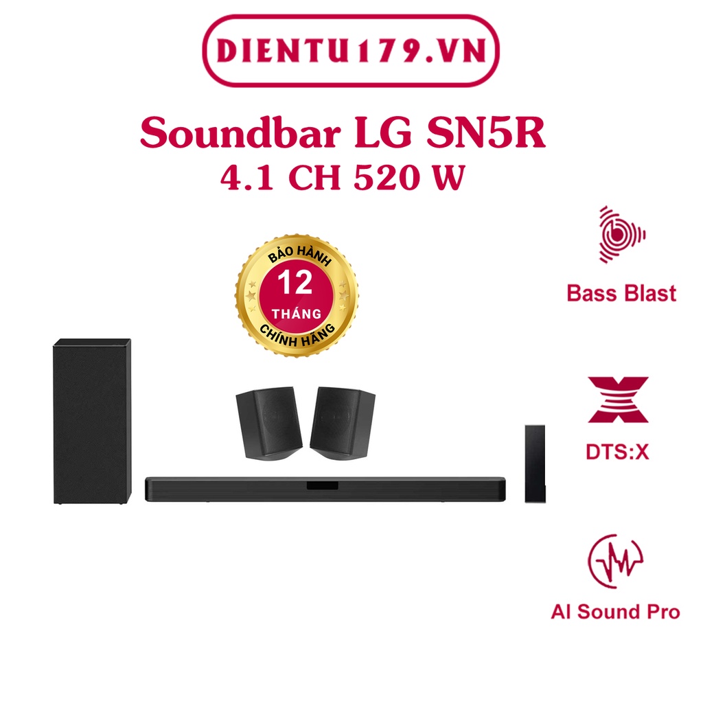 Loa thanh Soundbar LG 4.1 SN5R Model 2020 520W Rẻ nhất chính hãng