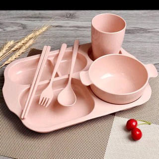Khay ăn dặm 6 món chia 5 ngăn lúa mạch