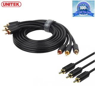 [Mã ELHACE giảm 4% đơn 300K] Dây cáp AV 6 đầu loại xịn 3 RCA to 3 RCA Unitek Y-C950BK dài 1.5m