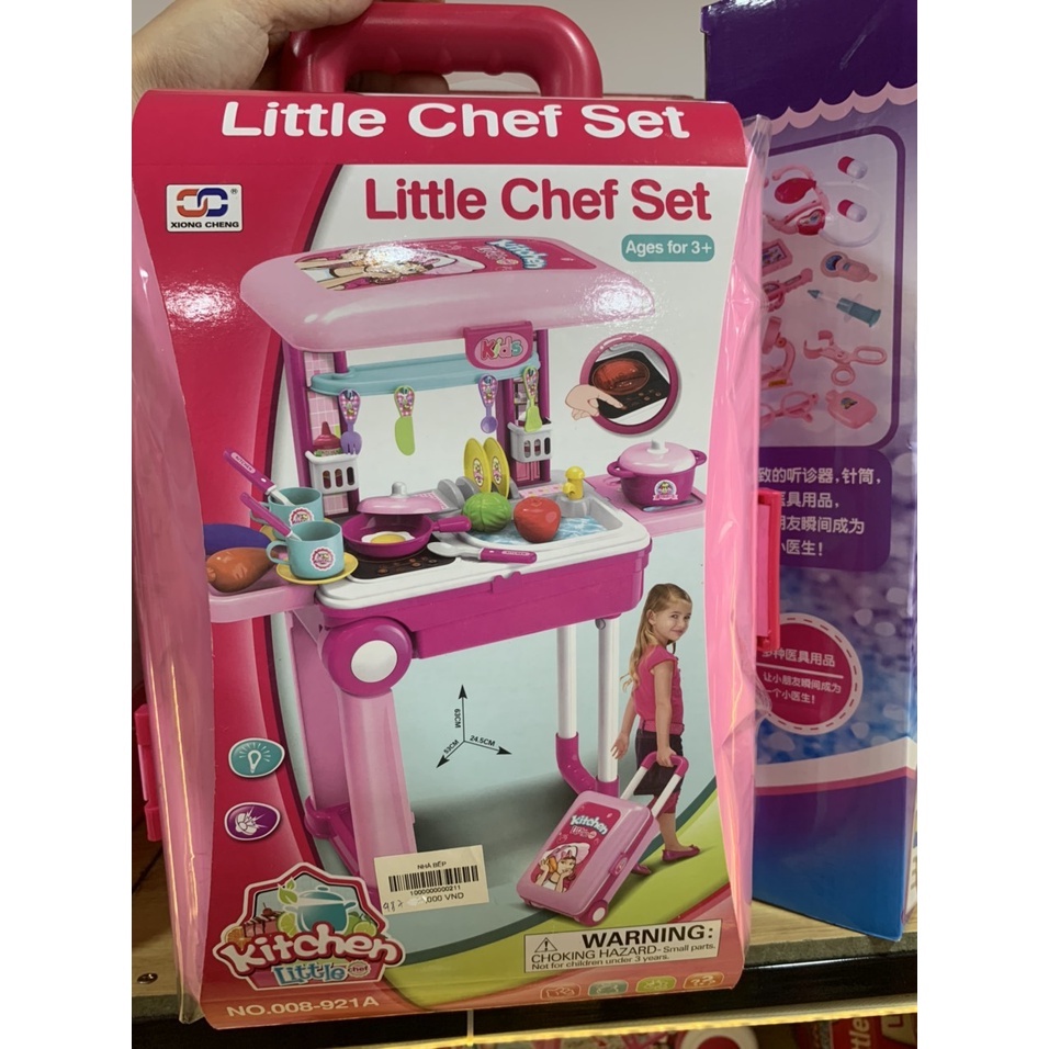 Đồ chơi nấu ăn vali kéo cho bé gái màu hồng xinh xắn