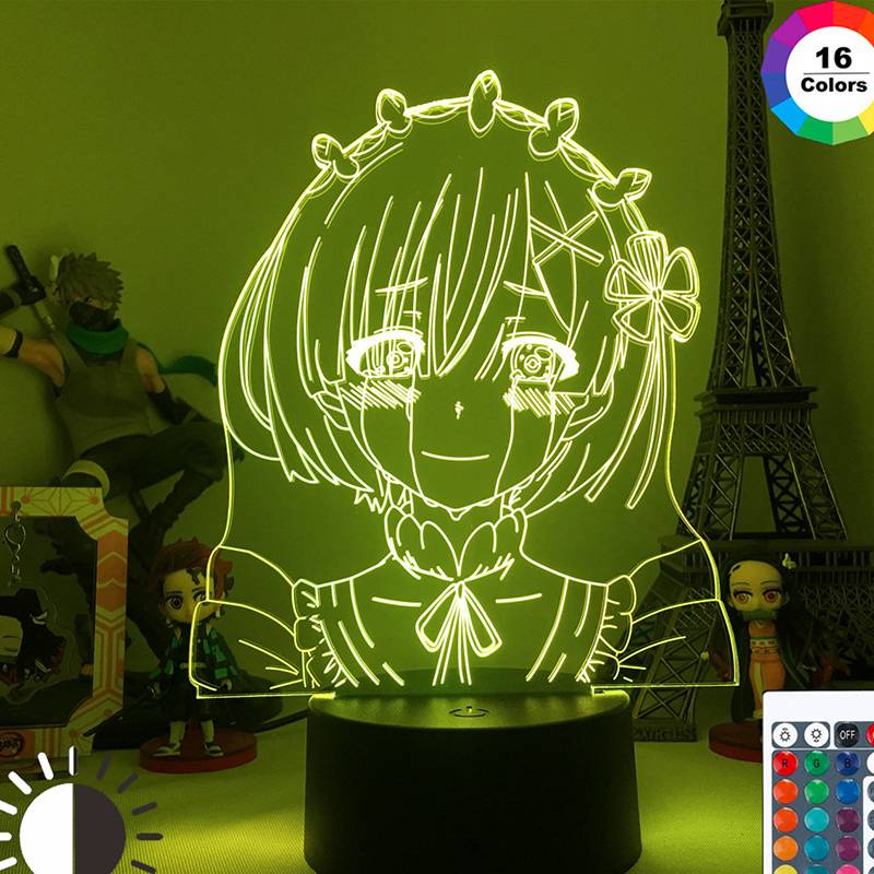 Đèn LED để bàn hình nhân vật anime Re Zero có điều khiển từ xa chuẩn sạc USB dùng để trang trí nhà cửa