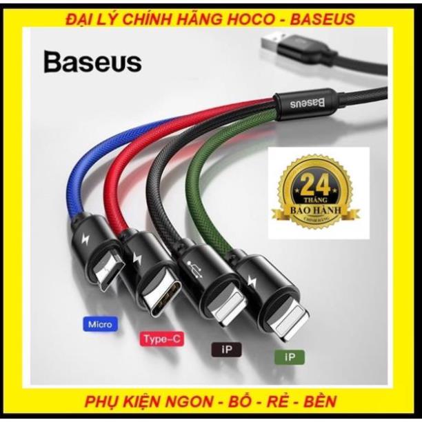 Cáp sạc nhanh 4 đầu Baseus CA1T4-A01 Rapid dài 1.2m max 3.5A tích hợp 2 lightning/ microUSB/ typeC (nhiều màu)
