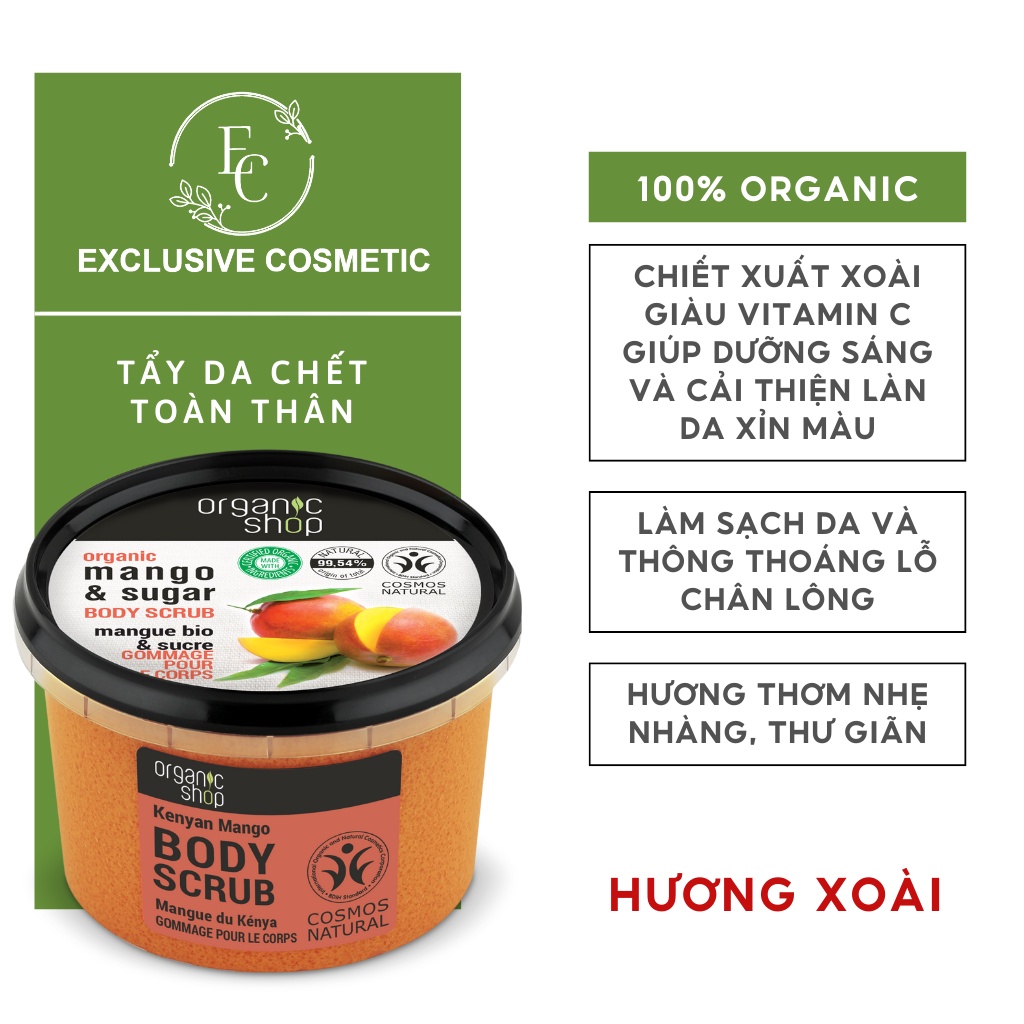 Tẩy Tế Bào Chết Toàn Thân Organic Shop Body Scrub Kenyan Mango 250ml