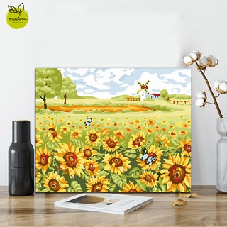 Tranh sơn dầu số hóa tự tô cánh đồng hướng dương 194