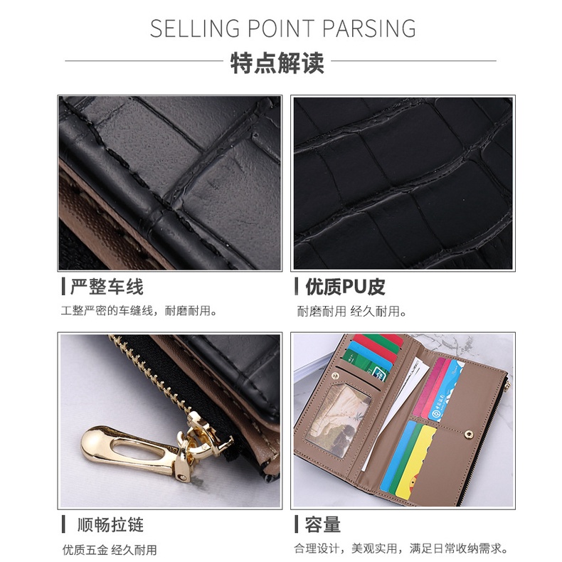 Ví Dài JASMIN NOIR họa tiết da cá sấu đơn giản thời trang cho nữ