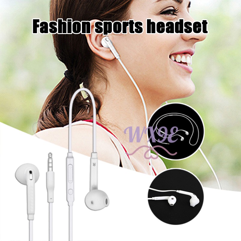 WX9E 3.5mm Stereo Wired Headphones Earbuds Headphone with Mic Compatible for Samsungs S6 /S7 .VN