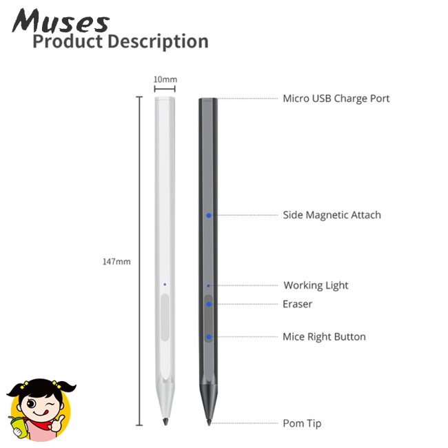 Bút Cảm Ứng Áp Suất Từ Tính 4096 Cho Surface Pro 3/4/5/6/7 Pro X Tablet