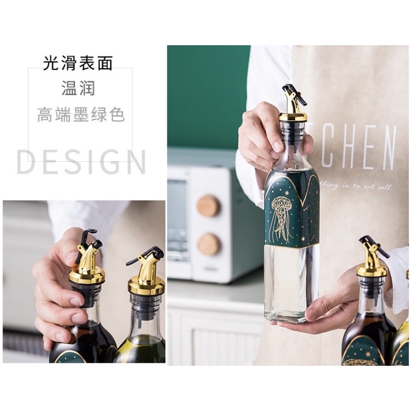 Bộ 4 Chai Đựng Gia Vị Kèm Khung Hoạ Tiết Hình Hươu Lạ Mắt