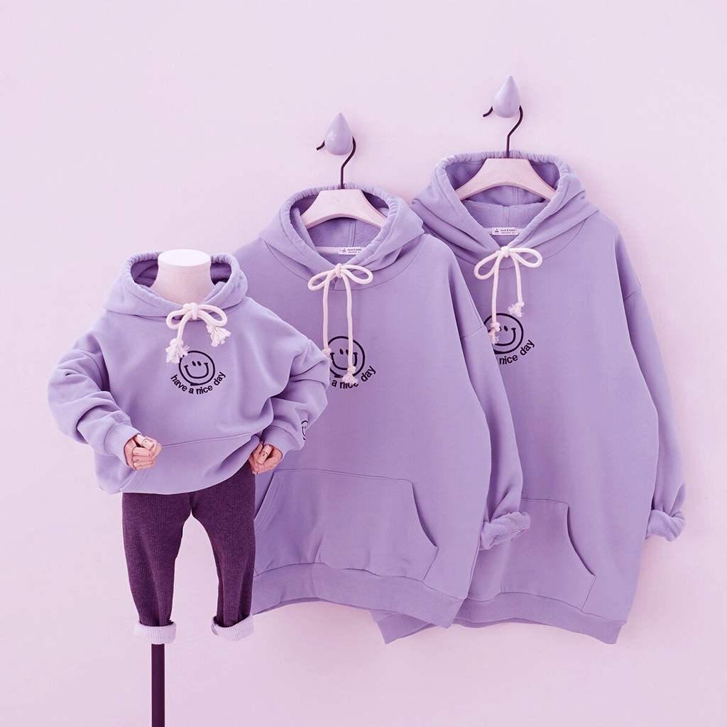 Áo Sweater Gia Đình Familylove - Mẫu Áo Sweater Family Họa Tiết Mặt Cười Have A Nice Day Chất Nỉ Da Cá Cotton 100%