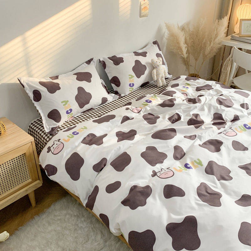 gối Bộ đồ giường bốn mảnh kẻ sọc sọc ca rô Nhật Bản Ga trải giường