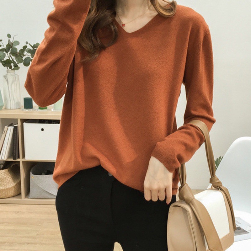 MS008 Áo len cổ tim dáng suông siêu mềm (hàng Quảng Châu) - Hàng mới về