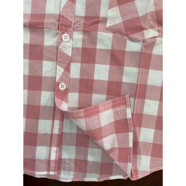 Áo sơ mi ngắn tay bé trai 11-30kg caro trắng hồng