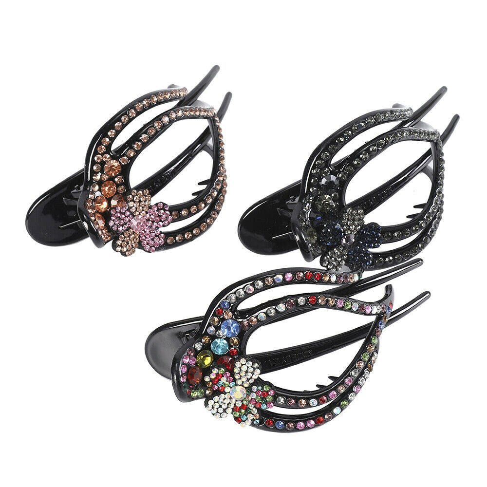 Kẹp tóc bằng nhựa đính đá giả thiết kế hình hoa thời trang cho nữ