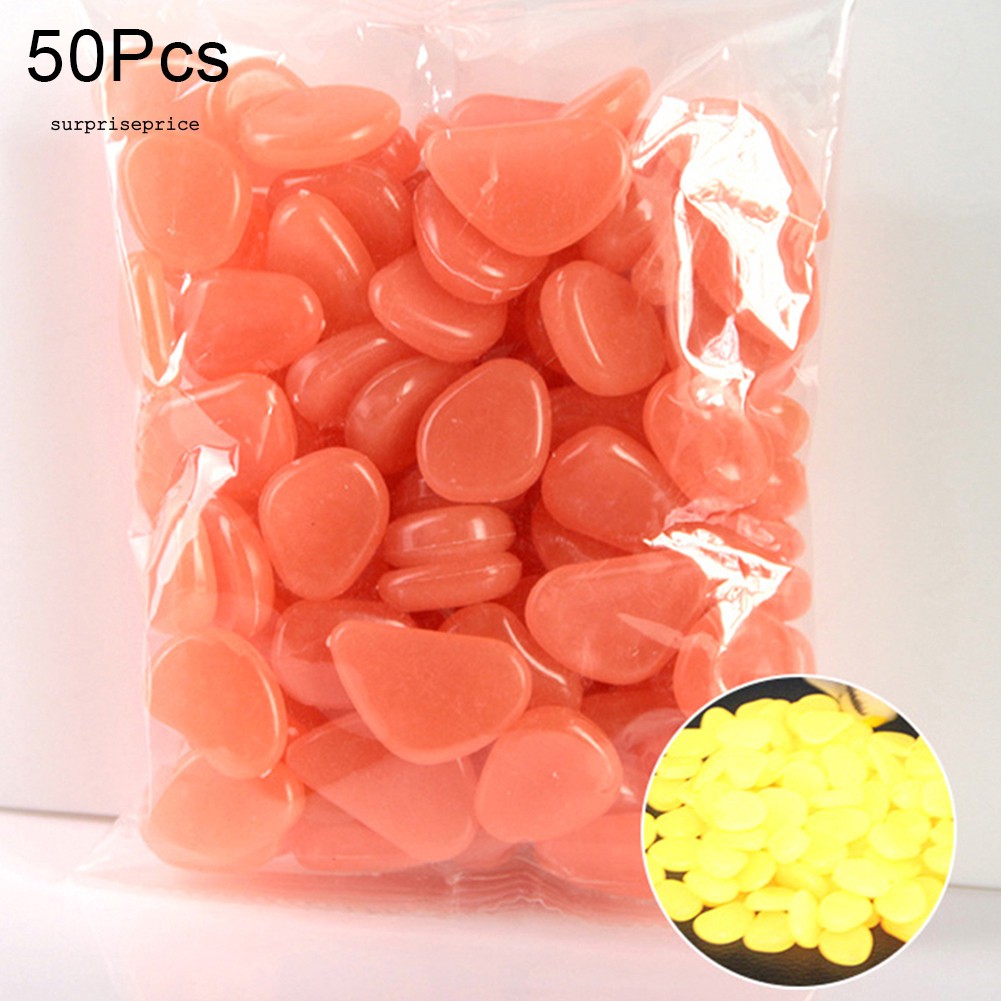 Set 50 viên sỏi dạ quang trang trí bể cá độc đáo