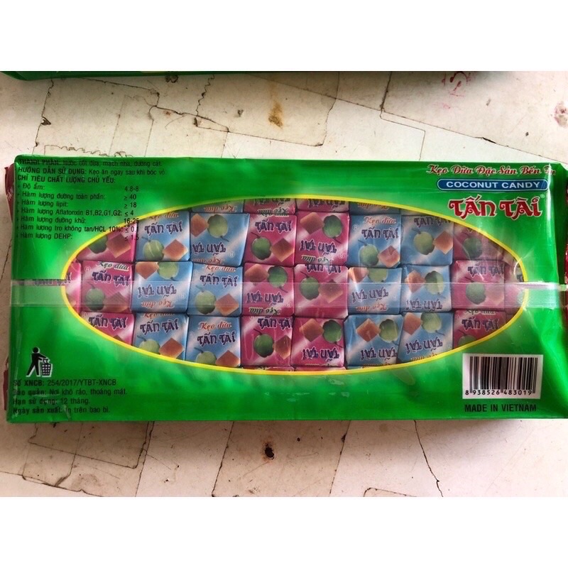 Kẹo dừa Tấn Tài gói 390g đặc sản bến tre rất ngon.