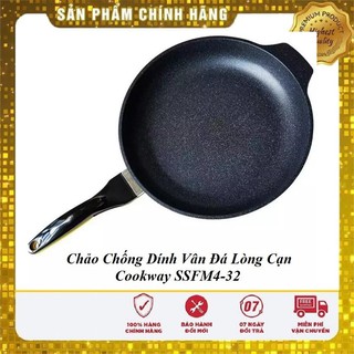 Chảo tráng men chống dính vân đá lòng cạn cookway ssfm4-32 32cm