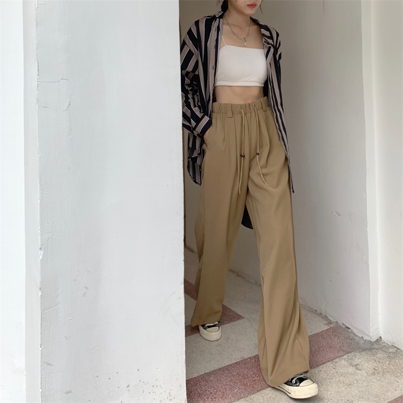 Quần dài lưng cao ống rộng thời trang năng động