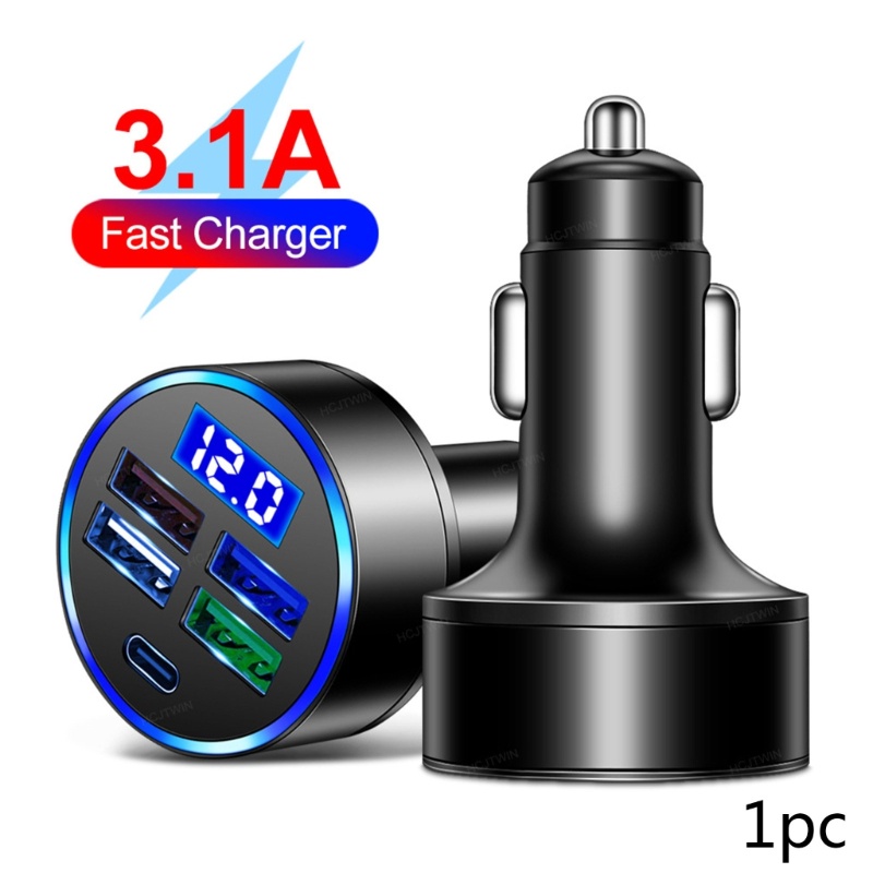 Tẩu Sạc Nhanh 4 Cổng Usb Cho Điện Thoại / Máy Tính Bảng Trên Xe Hơi