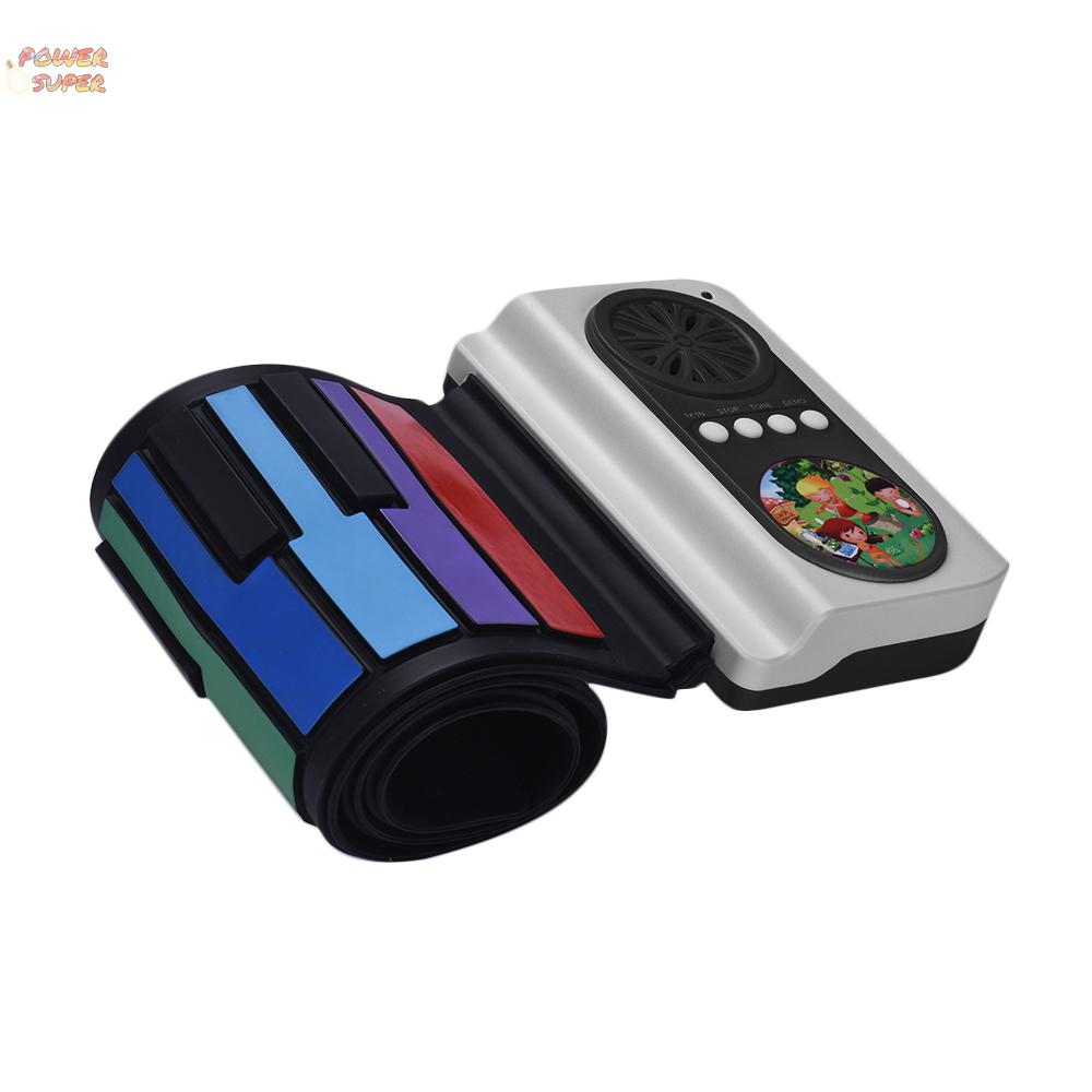 37-Key Portable Roll-Up Piano Silicon Electronic Keyboard Colorful Keys Built-in Speaker Musical Toy for Children Kids