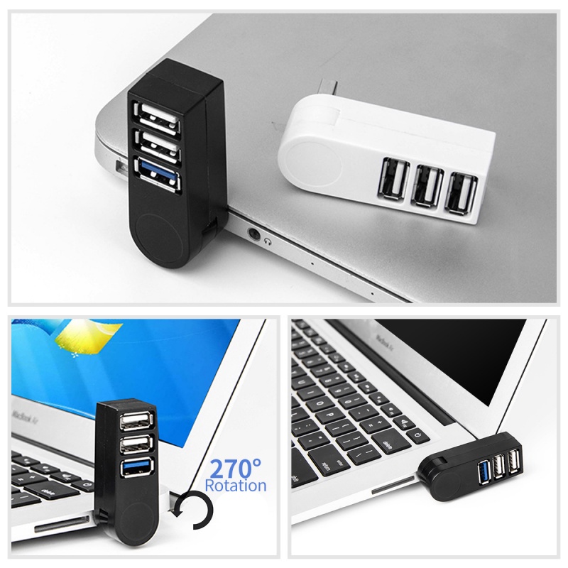 Hub chuyển đổi chia truyền dữ liệu FONKEN 3 cổng USB 3.0 tốc độ cao xoay được mini phổ biến cho Macbook Pro máy tính