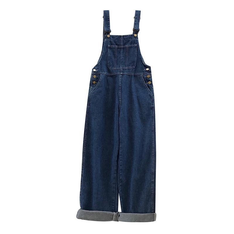 Autumn bib female Korean version loose 2020 new high waist wide leg trousers summer student bf small