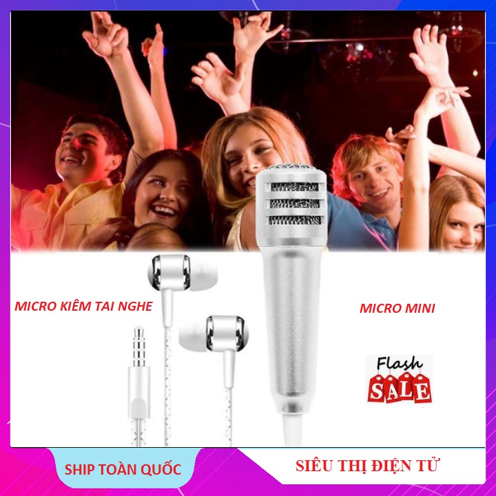 Micro Hát Livestream Karaoke, Mic Kiêm Tai Nghe Mini Hat Trên Điện Thoại