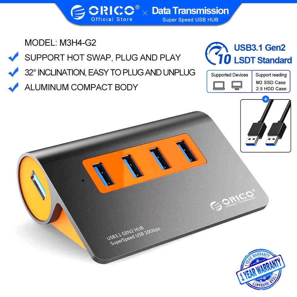 ORICO Bộ ChuyểN ĐổI 4 CổNg USB 3.1 Gen2 10GBPS TốC Độ 12V (M3H4-G2)