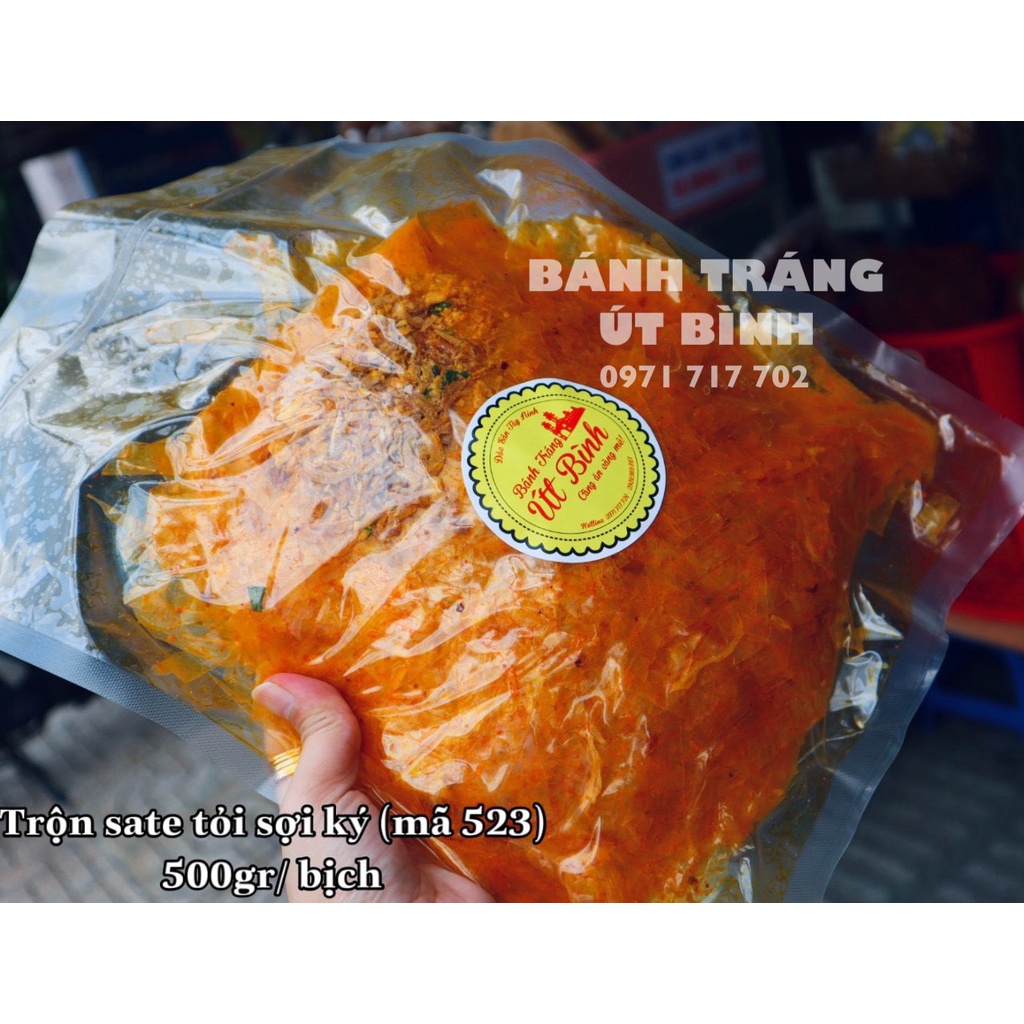 500gr Bánh Tráng Trộn Sate Tỏi Hút Chân Không Út Bình