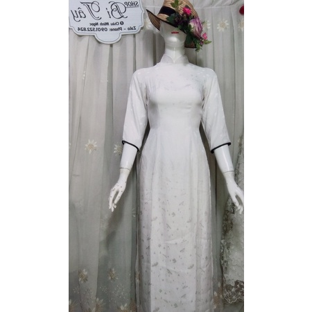 Áo dài gấm trắng size sm