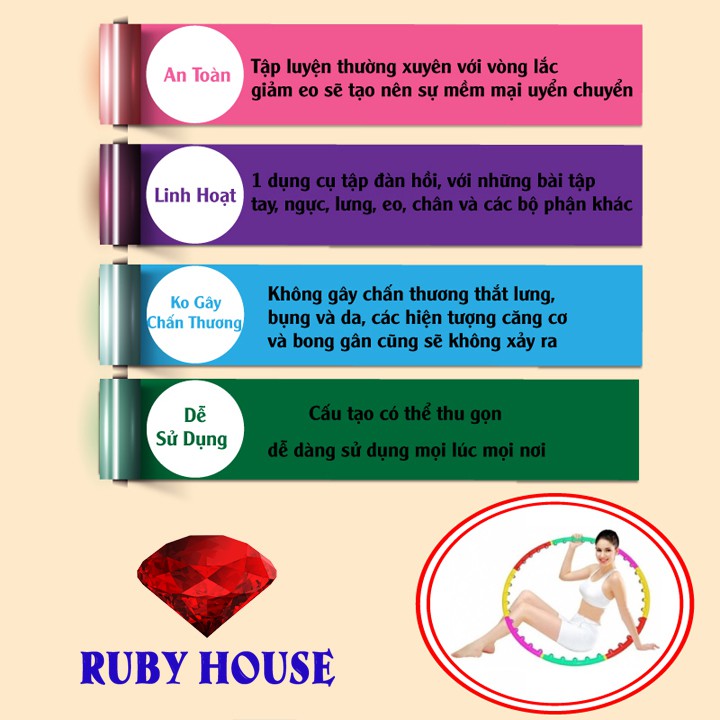 Vòng lắc eo Hula hoop, vòng lắc eo giảm mỡ bụng hiệu quả-Ruby House